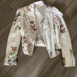 BLANK NYC White Leather Embroidered Jacket